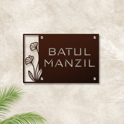 Personalised Flower Lasercut MS Name Plate For House