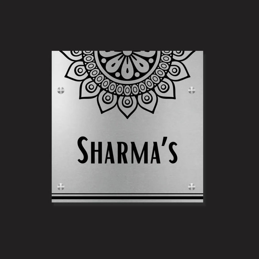 Stainless Steel Mandala Name Plate