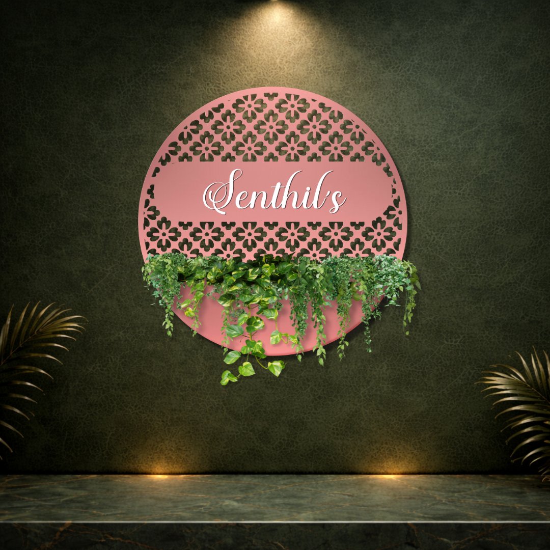 Rose Gold MS Round Planter Name Plate