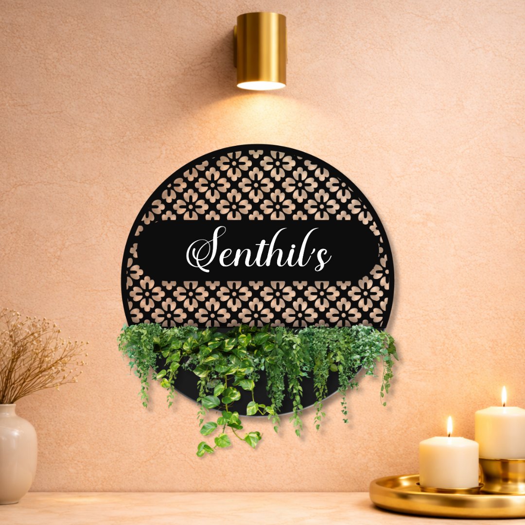Rose Gold MS Round Planter Name Plate
