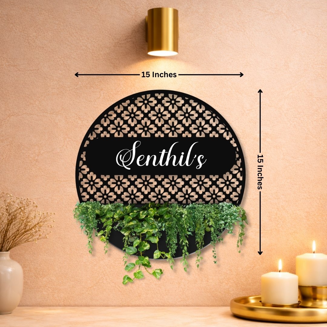 Rose Gold MS Round Planter Name Plate