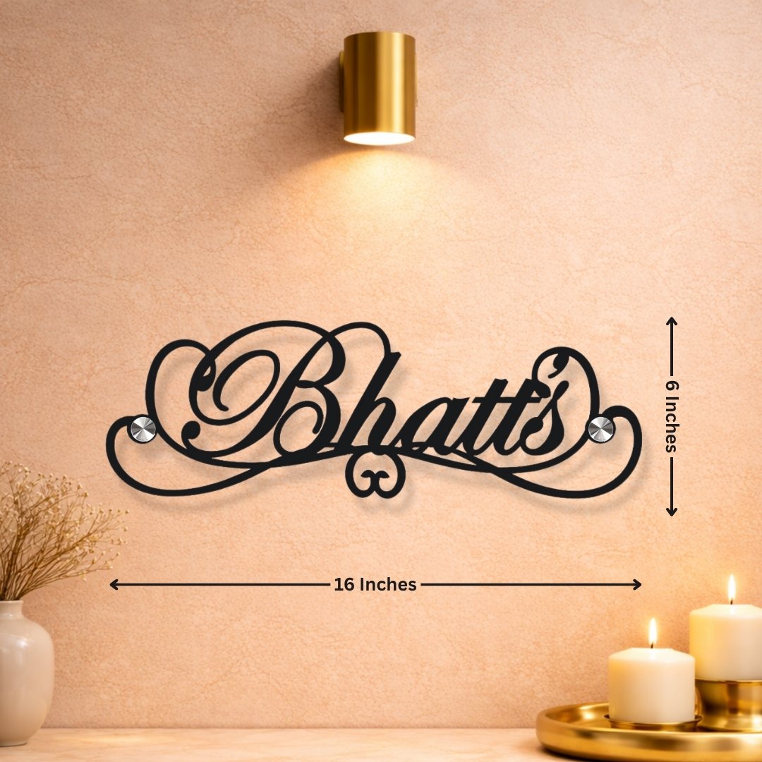 Elegant Black Mild Steel Name Plate - Home Name Plate Design - Mild Steel