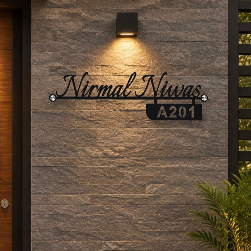 Black Letter Cutout Metal Name Plate for Home Entrance