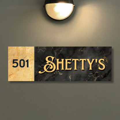 Black Marble Printed Metal Nameplate