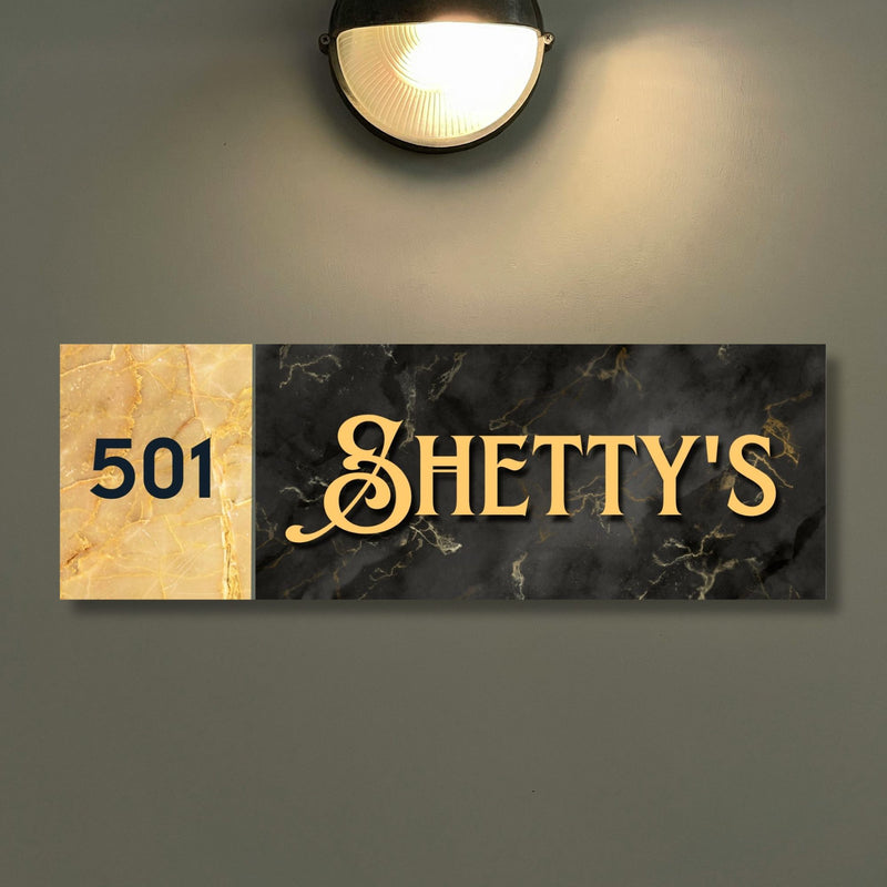 Black Marble Printed Metal Nameplate