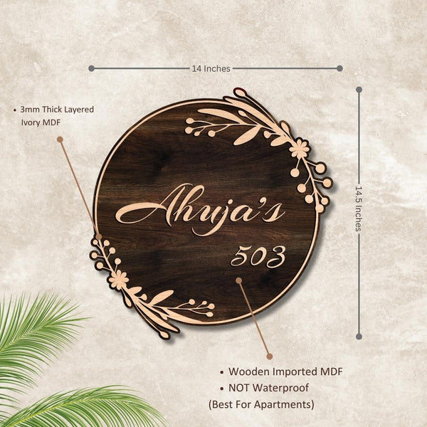 Round Wooden Oval Name Plate