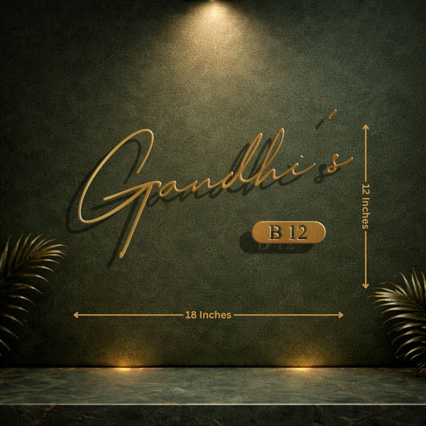 4mm Thick Antique Gold Freehand Signature MS Name Plate - Mild Steel