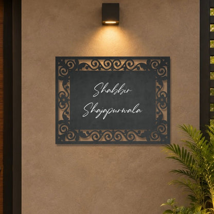 Floral Lasercut Metal Name Plate with Acrylic Letters