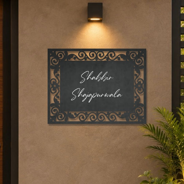 Floral Lasercut Metal Name Plate with Acrylic Letters