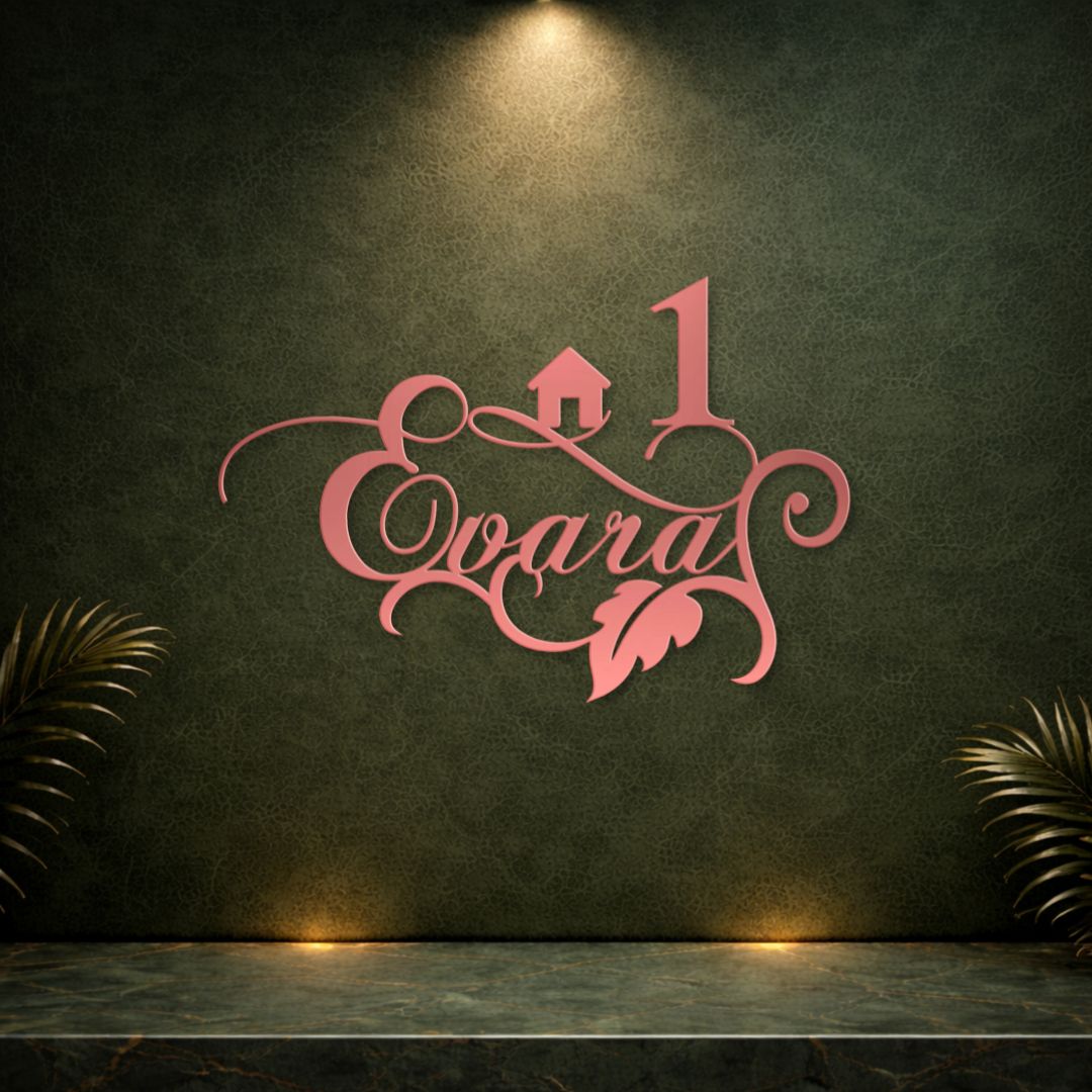 Rose Gold Leaf Cutout MS Name Plate