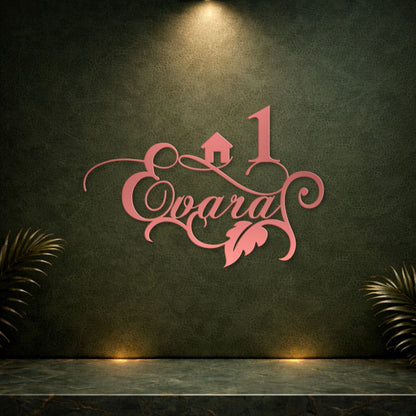 Rose Gold Leaf Cutout MS Name Plate