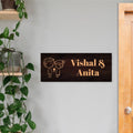 Couple Dark Brown Wooden Engraved Name Plate - Customized Nameplates for Home Online