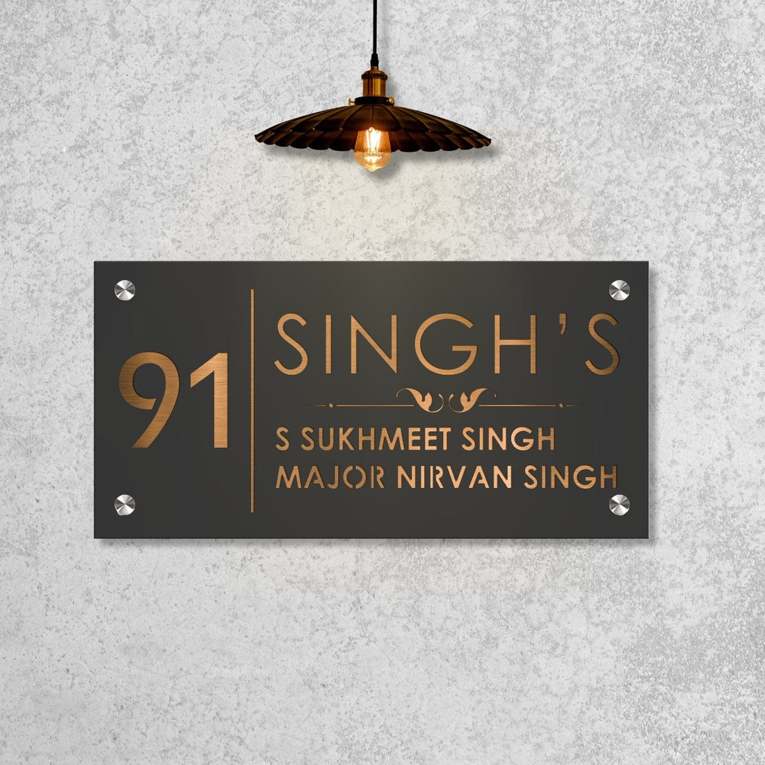 Gunmetal Grey Family Nameplate