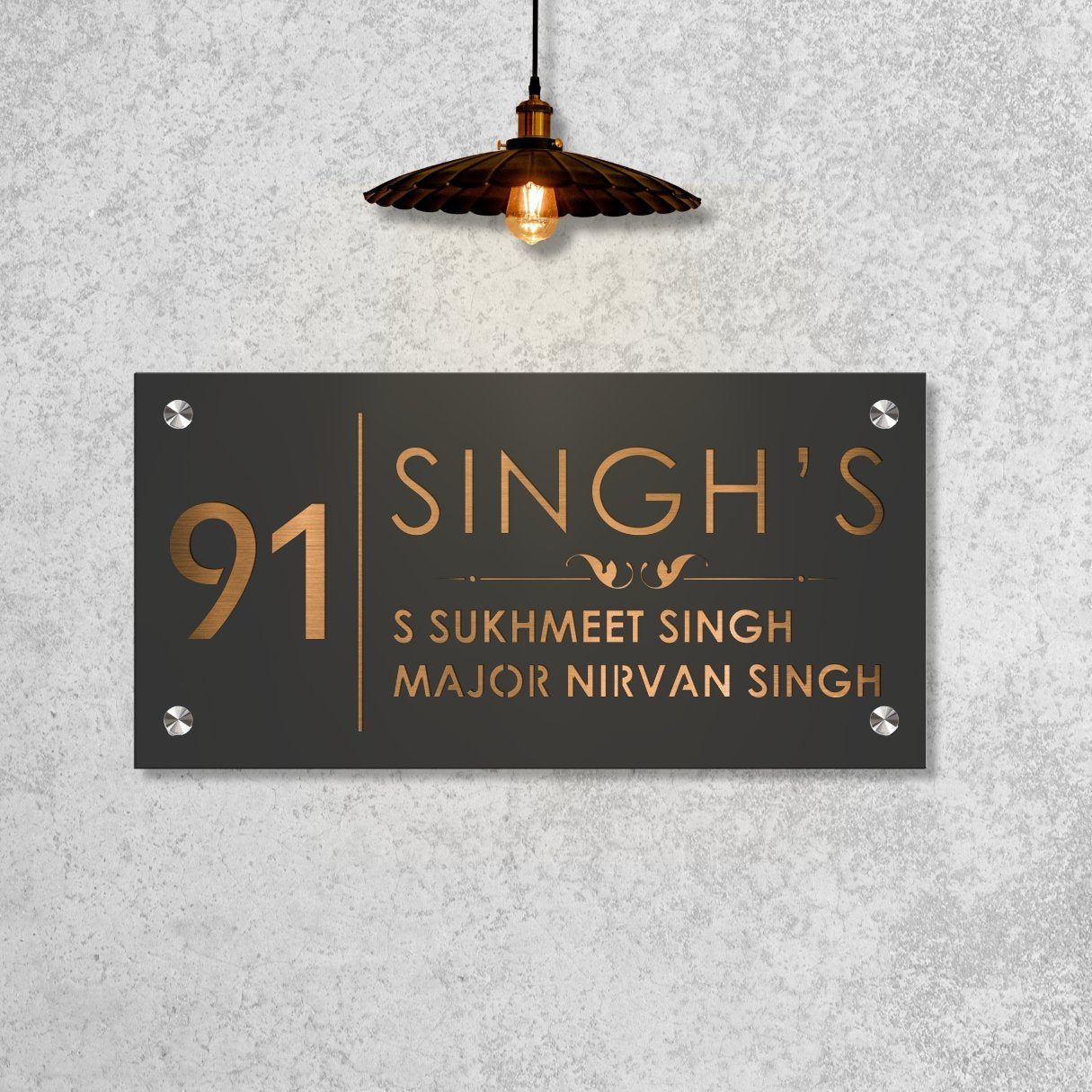 Gunmetal Grey Family Nameplate