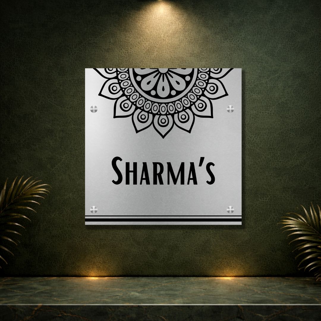 Stainless Steel Mandala Name Plate