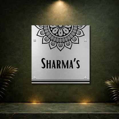 Stainless Steel Mandala Name Plate
