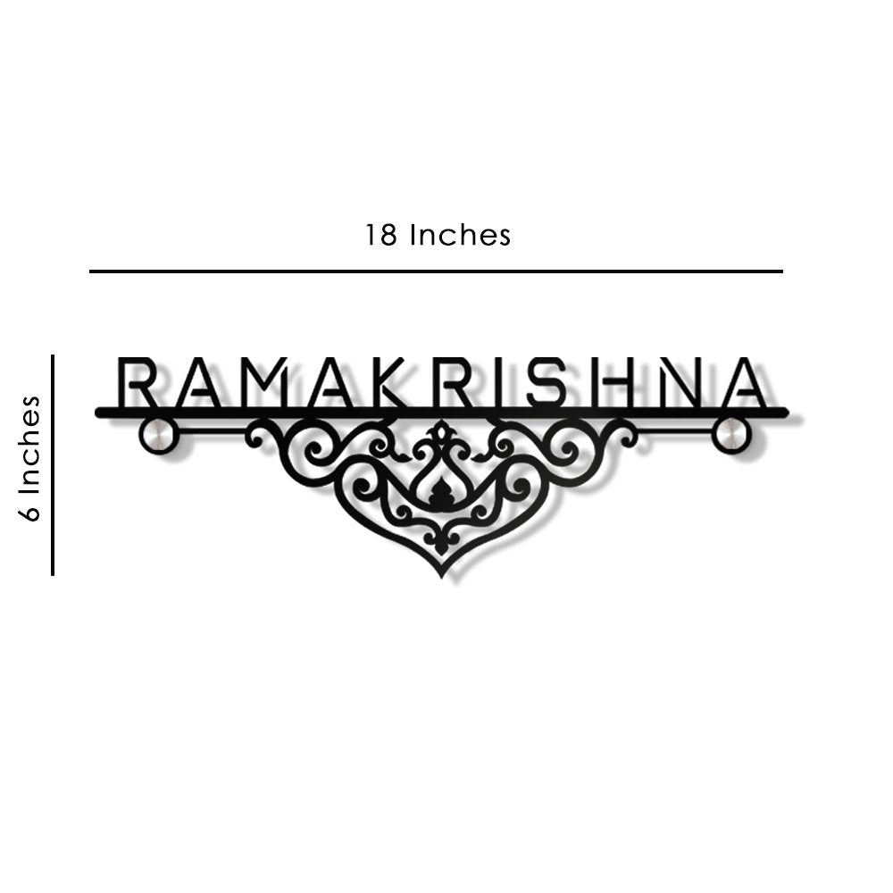 Customized Designer Whirl Black Steel Nameplate for Home