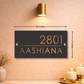 Grey Gunmetal Name Plate with Copper Finish - Home Name Plate Design