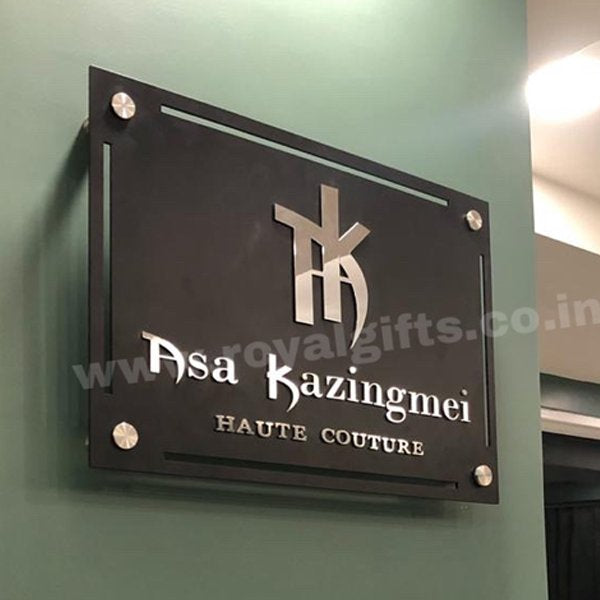 Black Matte with Silver Mirror SS - Customized Nameplates Online