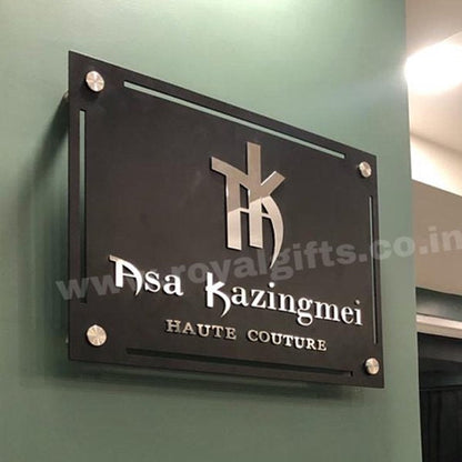 Black Matte with Silver Mirror SS - Customized Nameplates Online