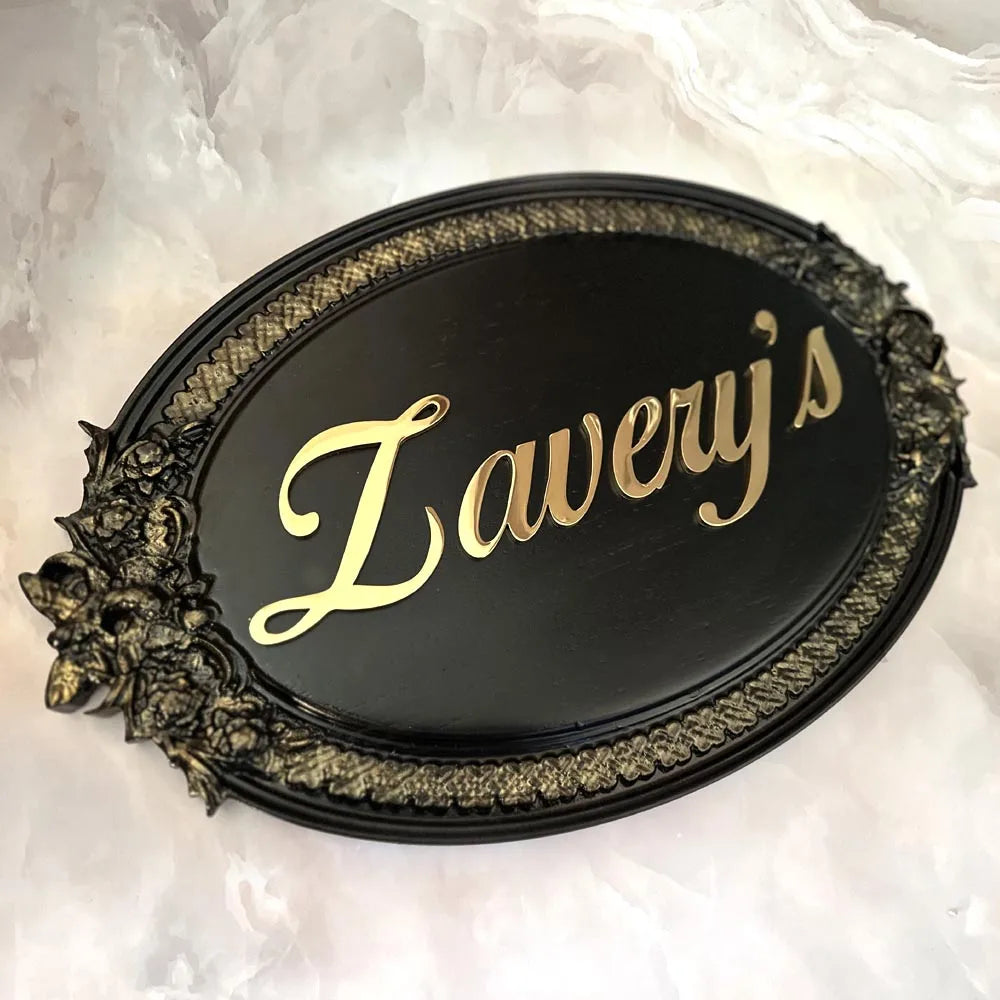 Antique Wooden Carved Name Plate