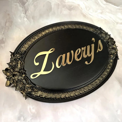 Antique Wooden Carved Name Plate