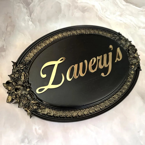 Antique Wooden Carved Name Plate