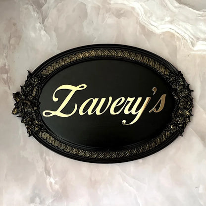 Antique Wooden Carved Name Plate