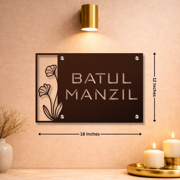 Personalised Flower Lasercut MS Name Plate For House