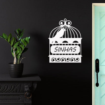 Personalized Modern White Cage MS Name Plate
