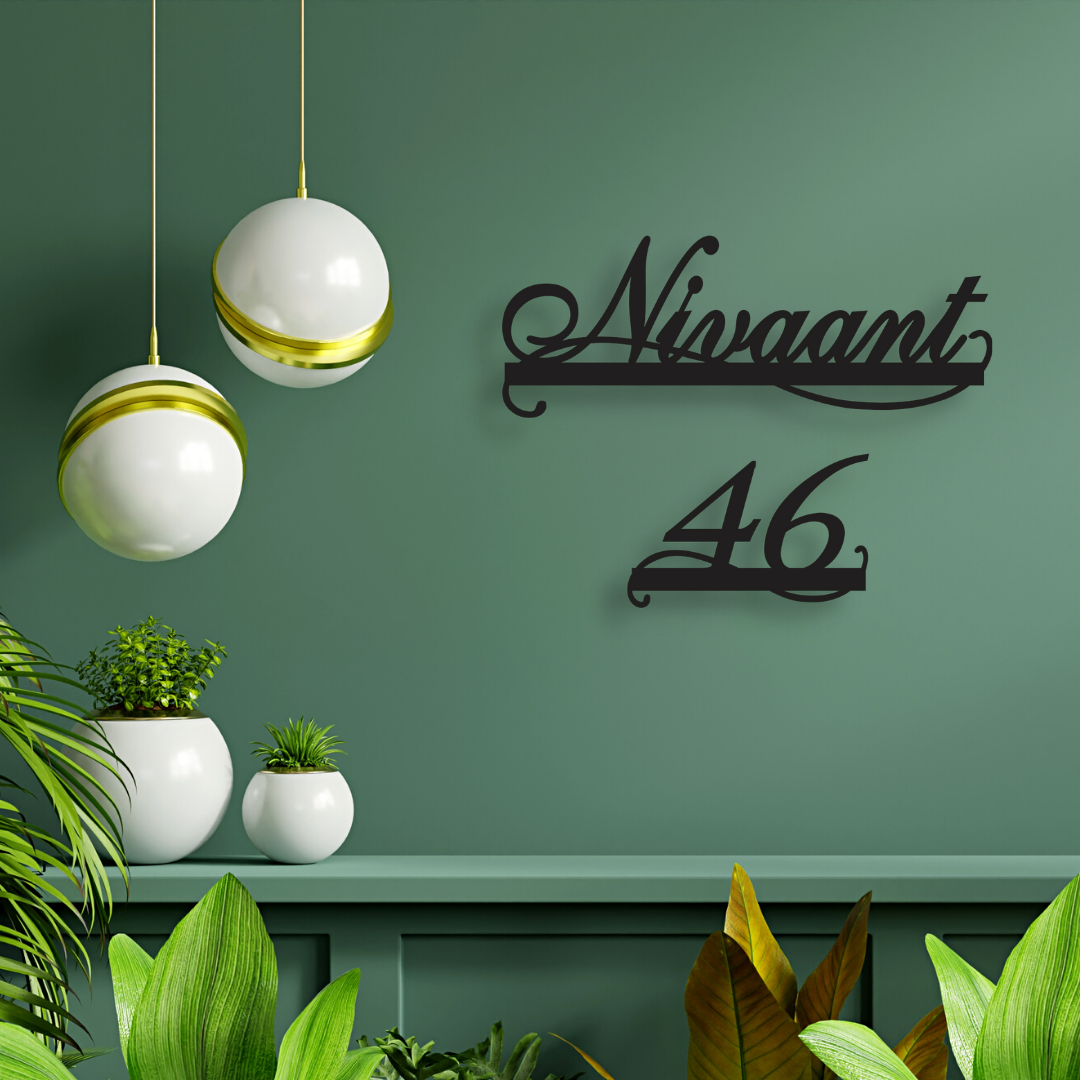 Elegant Black Swirl Led Name Plate