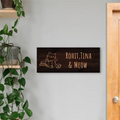 Kitty Dark Brown Wooden Engraved Name Plate - Customized Nameplates for Home Online