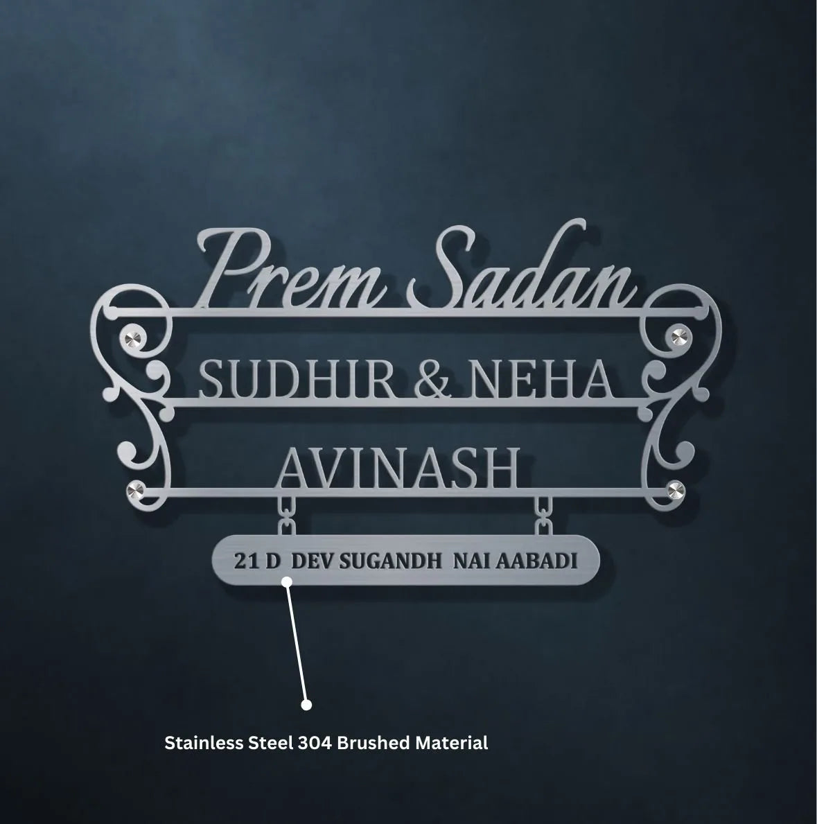 Contemporary MS Family Name Plate - Stainless Steel