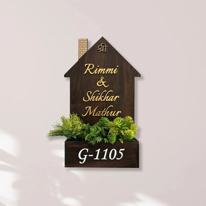 Wooden House Shaped Planter Name Plate