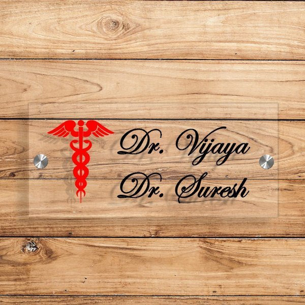 Transparent Acrylic Doctor Name Plate - Customized Nameplates for Home Online