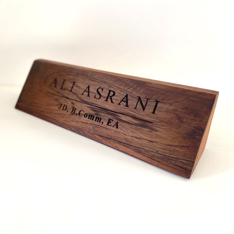 Wooden Engraved Teak Wood Desk Name Plate - Corporate Office Nameplates