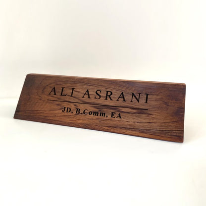 Wooden Engraved Teak Wood Desk Name Plate - Corporate Office Nameplates