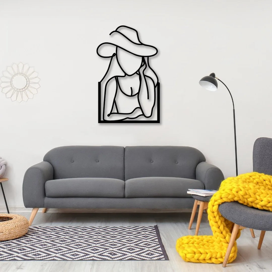 Illustrator Cow Girl Wall Metal Art