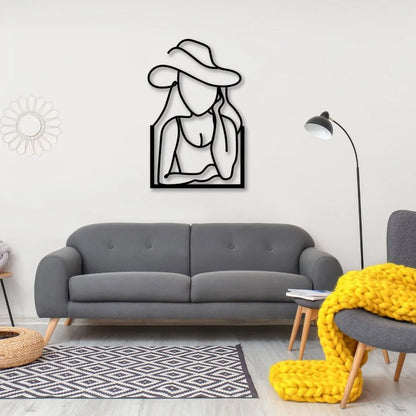 Illustrator Cow Girl Wall Metal Art