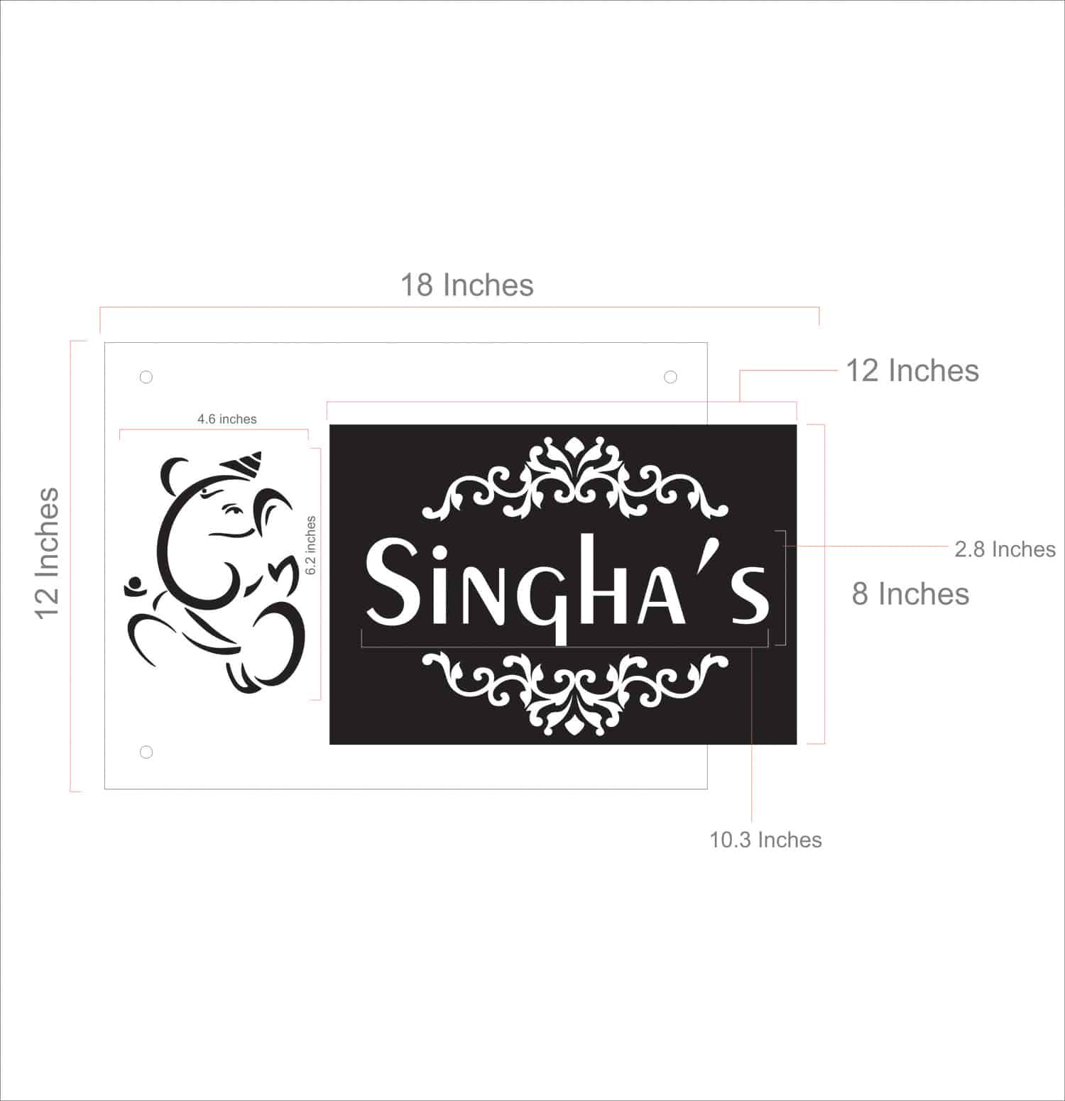 Acrylic Ganesha Name Plate - Name Plate Design for Home