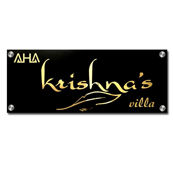 Elegant Gold Mirror Stainless Steel Name Plate - Customized Nameplates for Home Online
