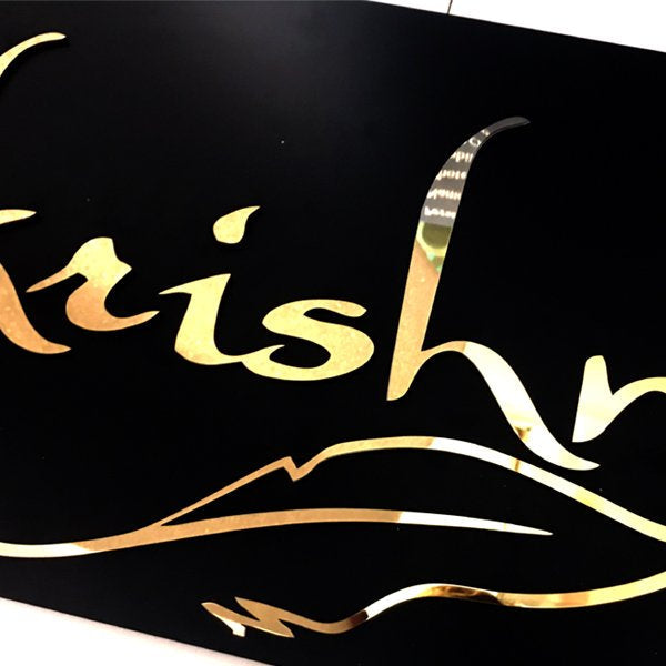 Elegant Gold Mirror Stainless Steel Name Plate - Customized Nameplates for Home Online