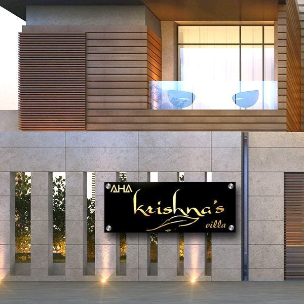 Elegant Gold Mirror Stainless Steel Name Plate - Customized Nameplates for Home Online