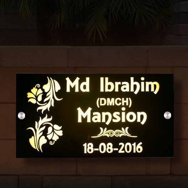 Name Plate - Acrylic LED - Name Plate Design for Home