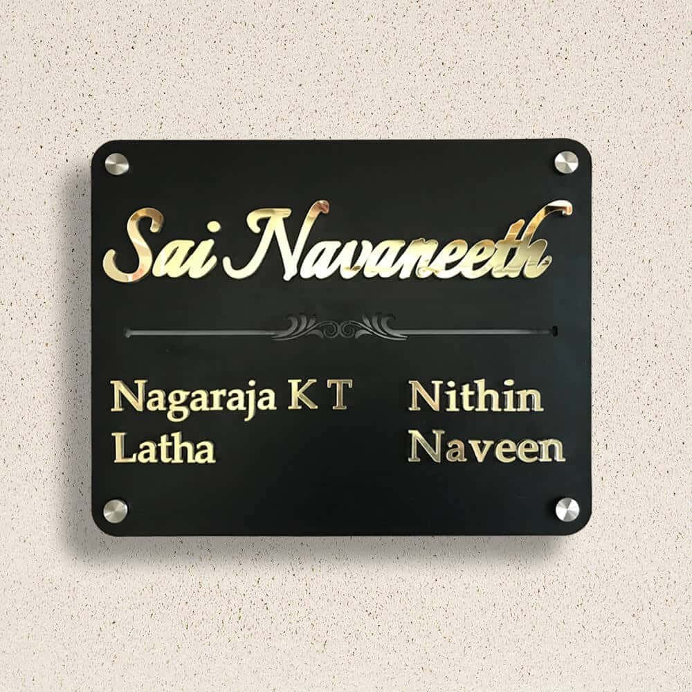 Simple & Elegant Name Plate - Metal LED - Home Name Plate Design
