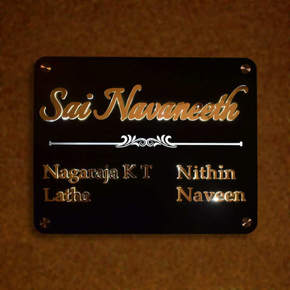 Simple & Elegant Name Plate - Metal LED - Home Name Plate Design