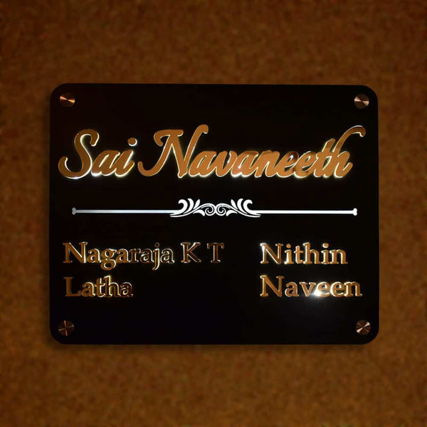 Simple & Elegant Name Plate - Metal LED - Home Name Plate Design