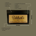 Rechargeable LED metal name plate for home, size and measurement details