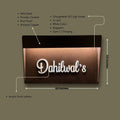 LED metal name plate for home shown with size dimensions
