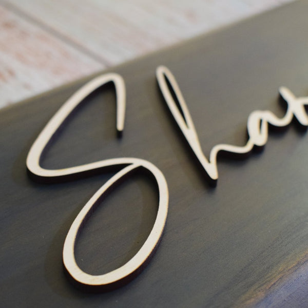 Vintage Navy Teak Wood Name Plate